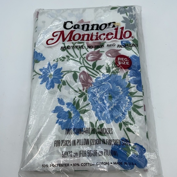 Vintage Cannon Monticello Full Flat Sheet & Pair of Pillowcases - in Package - Picture 4 of 5